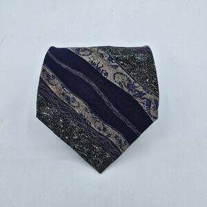 Mens Necktie Parker Sage 100% Silk Stripes Multicolor 57x4 Inch Vintage